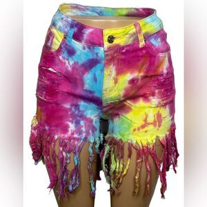 Tie-Dye High Waist Women Shorts
